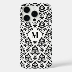 Coques iPhone 16 Pro Feuille Damask Motif noir (personnalisé)