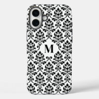 Feuille Damask Motif noir (personnalisé)