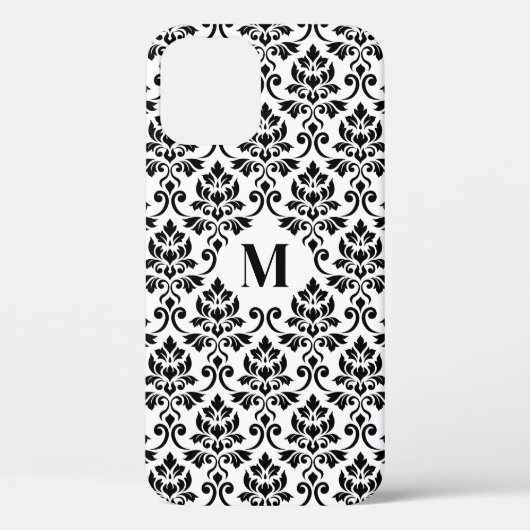 Coques Case-Mate iPhone Feuille Damask Motif noir (personnalisé) (Verso)