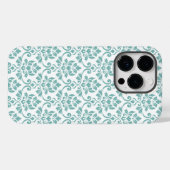 Coques Case-Mate iPhone Feuille Damask Motif Turquoise (Verso (horizontal))