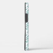 Coques Case-Mate iPhone Feuille Damask Motif Turquoise (Verso / Droite)