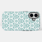 Coques Case-Mate iPhone Feuille Damask Motif Turquoise (Verso (horizontal))