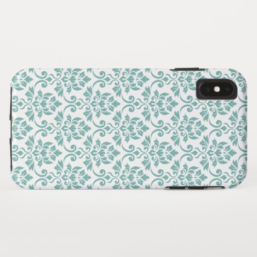 Coques Case-Mate iPhone Feuille Damask Motif Turquoise (Dos (Horizontal))