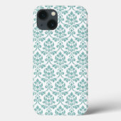 Coques Case-Mate iPhone Feuille Damask Motif Turquoise (Verso)
