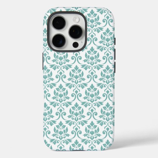 Coques Case-Mate iPhone Feuille Damask Motif Turquoise (Verso)