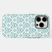 Coques Case-Mate iPhone Feuille Damask Motif Turquoise (Verso (horizontal))