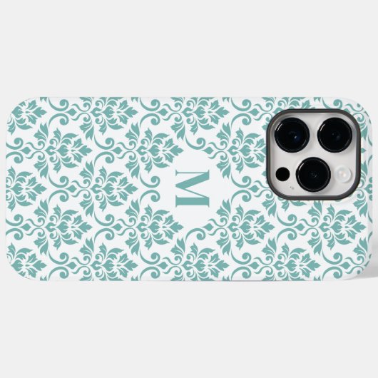 Coques Case-Mate iPhone Feuille Damask Motif Turquoise (personnalisé) (Verso (horizontal))