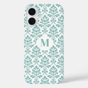 Coques iPhone 16 Feuille Damask Motif Turquoise (personnalisé)