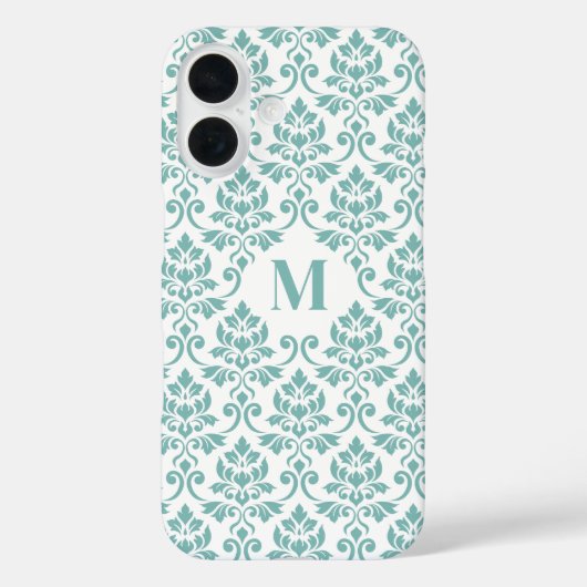Coques Case-Mate iPhone Feuille Damask Motif Turquoise (personnalisé) (Verso)