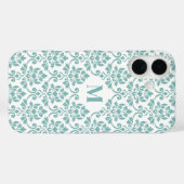 Coques Case-Mate iPhone Feuille Damask Motif Turquoise (personnalisé) (Verso (horizontal))