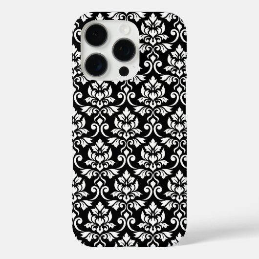 Coques Case-Mate iPhone Feuille Damask Patte blanc sur noir (Verso)