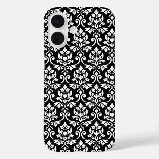 Coques Case-Mate iPhone Feuille Damask Patte blanc sur noir (Verso)