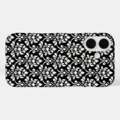 Coques Case-Mate iPhone Feuille Damask Patte blanc sur noir (Verso (horizontal))