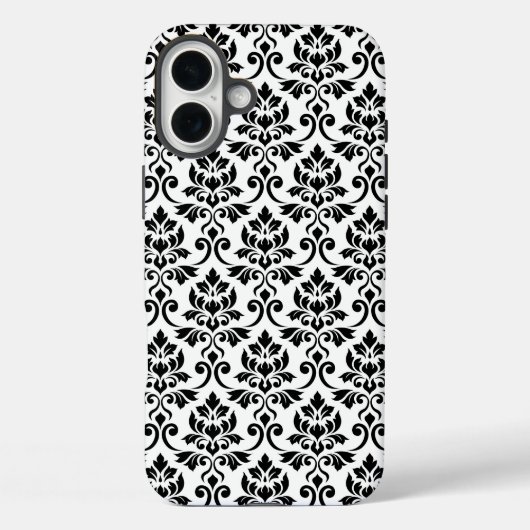 Coques Case-Mate iPhone Feuille Damask Patte noir sur blanc (Verso)