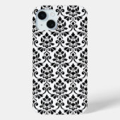 Coques Case-Mate iPhone Feuille Damask Patte noir sur blanc (Verso)