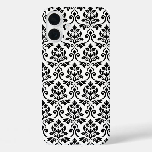 Coques Case-Mate iPhone Feuille Damask Patte noir sur blanc (Verso)