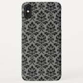 Coques Case-Mate iPhone Feuille Damask Patte noir sur gris (Dos)