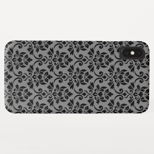 Coques Case-Mate iPhone Feuille Damask Patte noir sur gris (Dos (Horizontal))