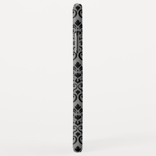 Coques Case-Mate iPhone Feuille Damask Patte noir sur gris (Dos/Droite)