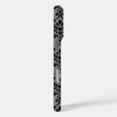 Coques Case-Mate iPhone Feuille Damask Patte noir sur gris (Verso / Droite)
