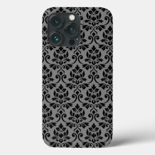 Case-Mate iPhone Case Feuille Damask Patte noir sur gris
