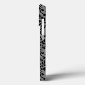 Coques Case-Mate iPhone Feuille Damask Patte noir sur gris (Verso / Gauche)
