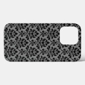 Coques Case-Mate iPhone Feuille Damask Patte noir sur gris (Verso (horizontal))