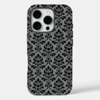 Feuille Damask Patte noir sur gris