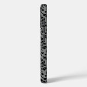 Coques Case-Mate iPhone Feuille Damask Patte noir sur gris (Verso / Gauche)