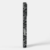 Coques Case-Mate iPhone Feuille Damask Patte noir sur gris (Verso / Droite)