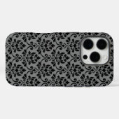 Coques Case-Mate iPhone Feuille Damask Patte noir sur gris (Verso (horizontal))