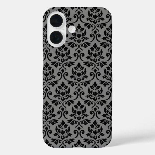 Coques Case-Mate iPhone Feuille Damask Patte noir sur gris (Verso)