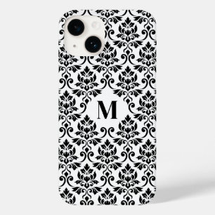 Coque Pour iPhone 14 Feuille de Damas motif noir (sur mesure)