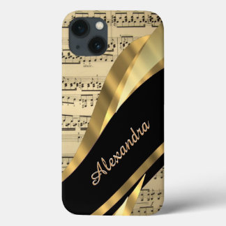 iPhone 13 Case Feuille de musique élégante personnalisée