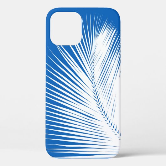 Coques Case-Mate iPhone Feuille de palme - blanc sur bleu cobalt (Verso)