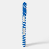 Coques Case-Mate iPhone Feuille de palme - blanc sur bleu cobalt (Verso / Droite)