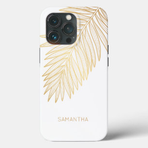 Case-Mate iPhone Case Feuille de palme d'or tropicale, votre nom
