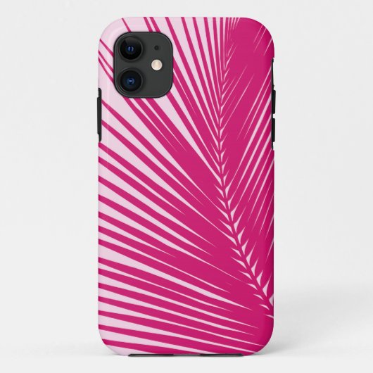 Coques Case-Mate iPhone Feuille de palmier - rose magenta (Dos)