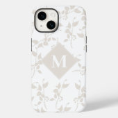 Coques Case-Mate iPhone Feuille décorative Botanique Beige Monogramme (Verso)