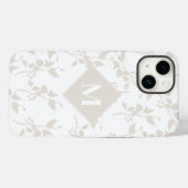 Coques Case-Mate iPhone Feuille décorative Botanique Beige Monogramme (Verso (horizontal))