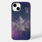 Coques Case-Mate iPhone Feuille d'érable en argent sur un monogramme rose  (Verso)