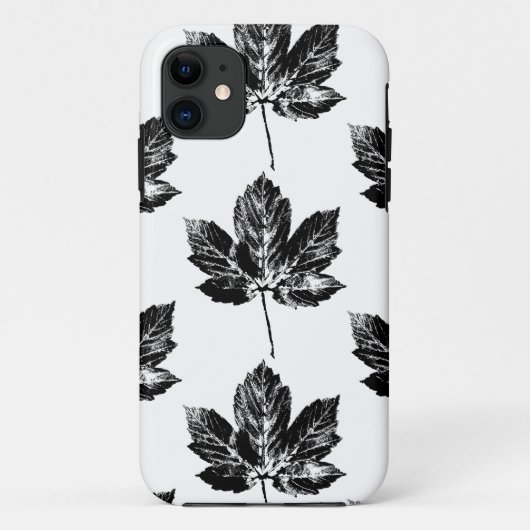Coques Case-Mate iPhone Feuille d'érable noire et blanche (Dos)
