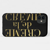 Coques Case-Mate iPhone Feuille d'or Creme De La Creme Black de Faux (Dos (Horizontal))