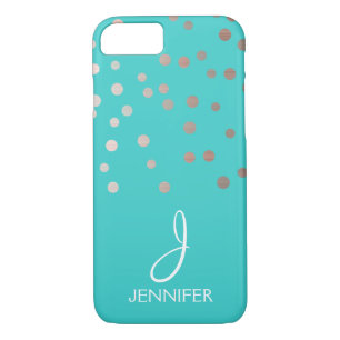 Case-Mate iPhone Case Feuille d'or et monogramme roses de confettis de