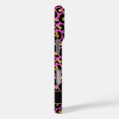 Coques Case-Mate iPhone Feuille d'Or sur Imprimé Léopard Rose Chaud Monogr (Verso / Droite)