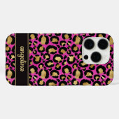 Coques Case-Mate iPhone Feuille d'Or sur Imprimé Léopard Rose Chaud Monogr (Verso (horizontal))
