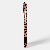 Coques Case-Mate iPhone Feuille d'Or sur Imprimé Léopard Rose Monogrammé (Verso / Gauche)