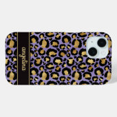 Coques Case-Mate iPhone Feuille d'Or sur Imprimé Léopard Violet Monogrammé (Verso (horizontal))