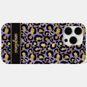 Coques Case-Mate iPhone Feuille d'Or sur Imprimé Léopard Violet Monogrammé (Verso (horizontal))