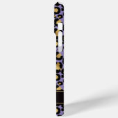 Coques Case-Mate iPhone Feuille d'Or sur Imprimé Léopard Violet Monogrammé (Verso / Gauche)